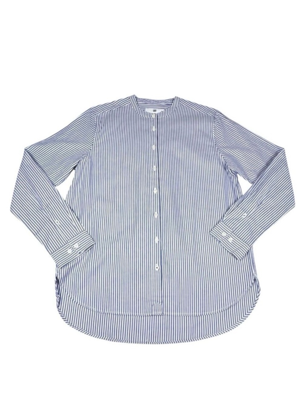 Cargo Crew 100% Cotton Striped Shirt Sz.L Blue White Band Collar Staple Preppy